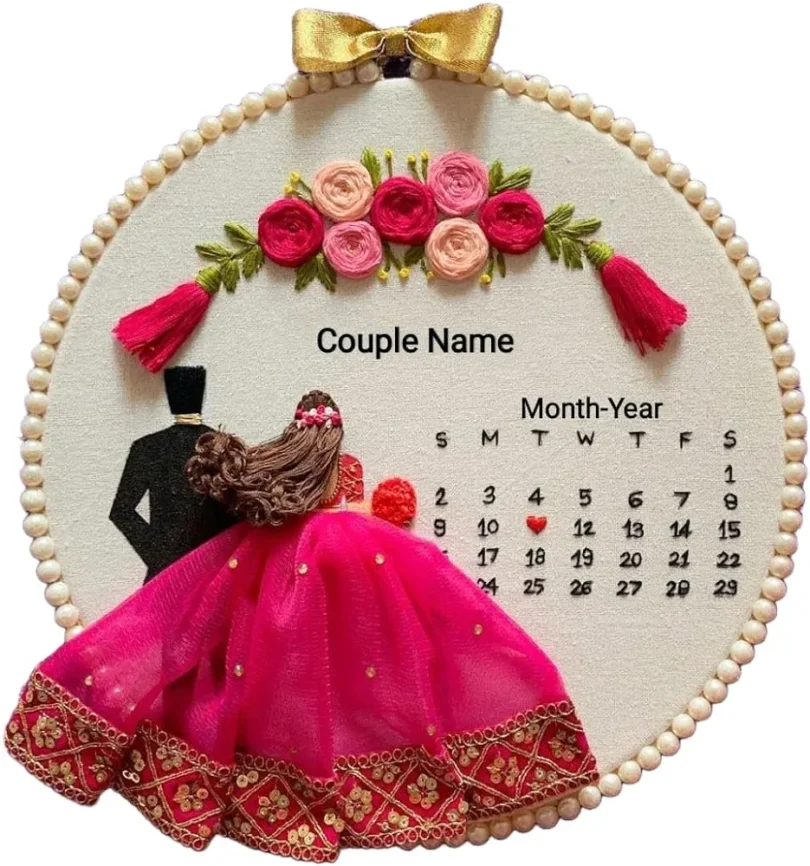 Embroidery Wedding Hoop with Calendar - Image 2